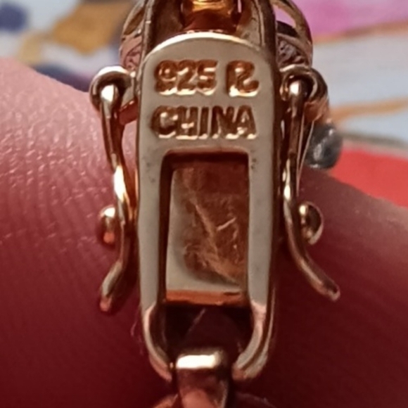 CZ Gold Tone 925 Silver Blue Rhinestone  Bracelet - Picture 6 of 6